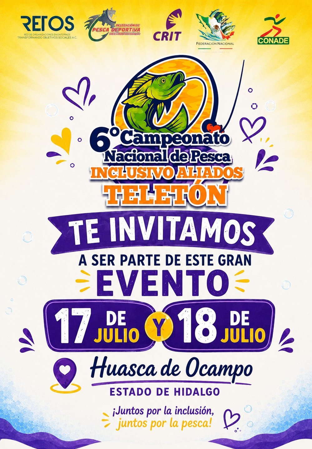 Póster oficial del 6.º Campeonato Nacional de Pesca Inclusivo Aliados Teletón 2026